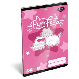 Füzet, tűzött, A5, vonalas, 32 lap, 1. osztály, LIZZYSULI, "Kit tok Stars Purrfect", "14-32"